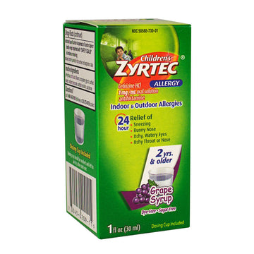 NEW -  Zyrtec Children's Allergy Grape Syrup - 1 oz.
