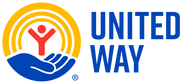 United Way logo with a hand holding a figure inside a yellow circle on a white background