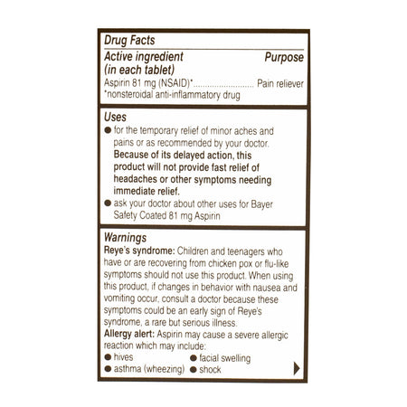 Bayer Aspirin Low Dose 81 mg, 32ct