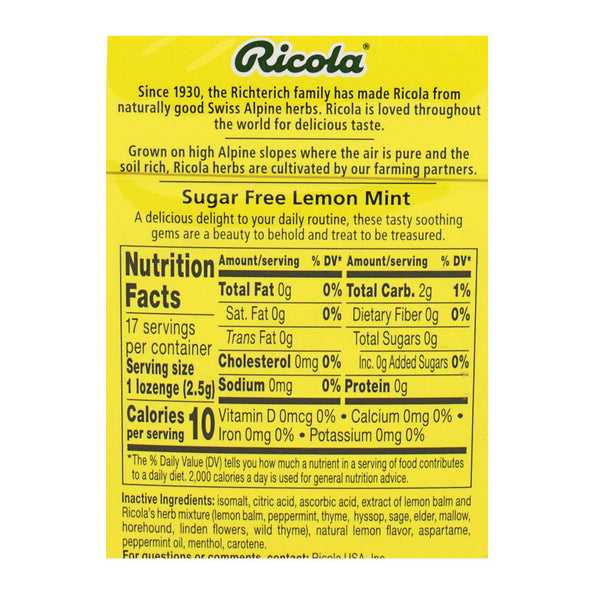 NEW Ricola Lemon Mint Cough Drops - 17 ct.