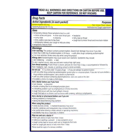 Theraflu Severe Cold & Cough Nighttime - Box of 6 Packets
