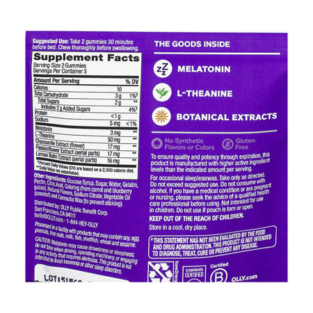 OLLY Restful Sleep Melatonin Blackberry Zen Gummies - 10 ct.