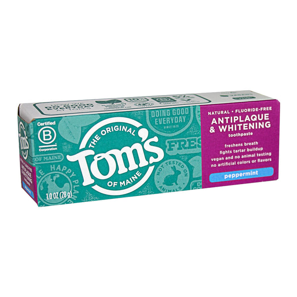 Tom's of Maine Peppermint Antiplaque & Whitening Fluoride-Free Toothpaste 1 oz