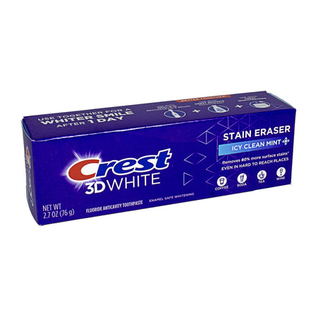 Crest 3D White Stain Eraser Toothpaste, Icy Clean Mint- 2.7 oz