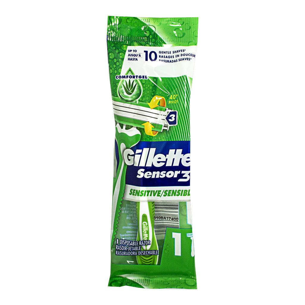 Wholesale Gillette Sensor 3 Sensitive Men's Disposable Razors - Pack of ...