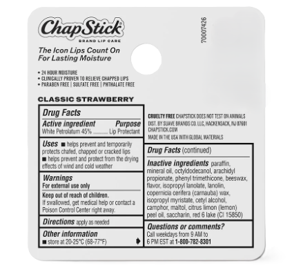 ChapStick Classic Strawberry Lip Balm - 0.15 oz. Stick