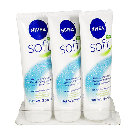 Nivea Soft Face, Body, Hands, Moisturizing Cream - 2.6 oz.