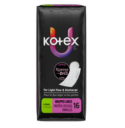 U by Kotex Long Unscented Pantiliners - Pack of 16