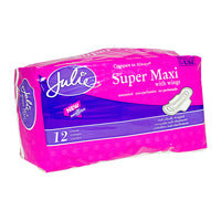 NEW JulieSuper Maxi Pads with Wings - 12 ct.