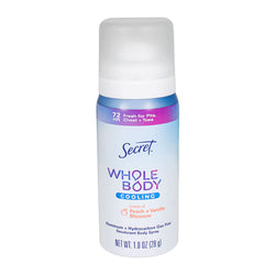 Secret Whole Body Peach + Vanilla Blossom Aluminum Free Deodorant Body Spray - 1 oz.