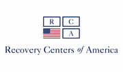 Logo of Recovery Centers of America with 'RCA' initials and an American flag.