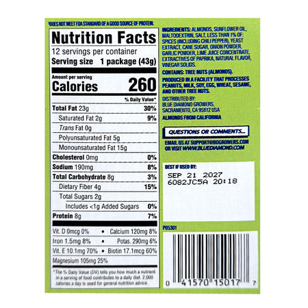Blue Diamond Chile N Lime Flavored Almonds - 1.5 oz