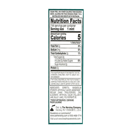 Breath Savers Wintergreen Sugar-Free Mints -Roll of 12