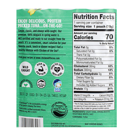 Chicken of the Sea Light Tuna - 2.5 oz. pouch