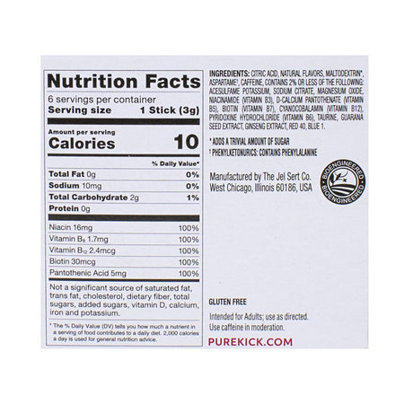 Pure Kick Energy Drink Mix Black Cherry Pomegranate Singles To Go- 6 ct.