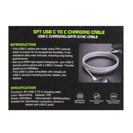 Esoulk Fast Charge USB C to C cable - 5 ft.