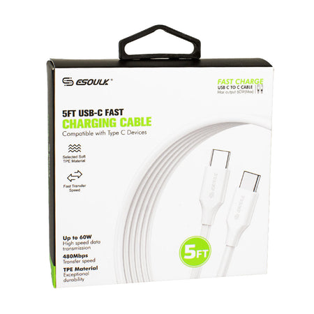 Esoulk Fast Charge USB C to C cable - 5 ft.