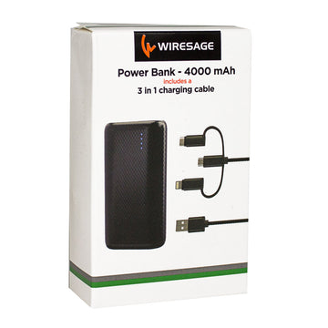 Wiresage Power Bank with 3-in-1 Charging Cable