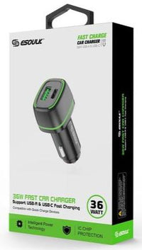 Esoulk Fast Car Dual Charger PD + QC - 36 W