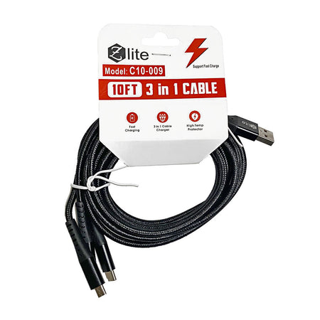 Zlite Fast Charging 3-in-1 Cable - 10 ft.