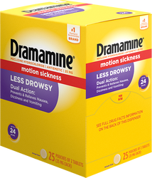 Dramamine Motion Sickness Less Drowsy Relief Tablets - Pack of 2