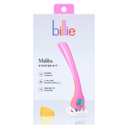Billie Malibu Starter Kit Women Razor - 2, 5-Blade Refills & Magnetic Holder
