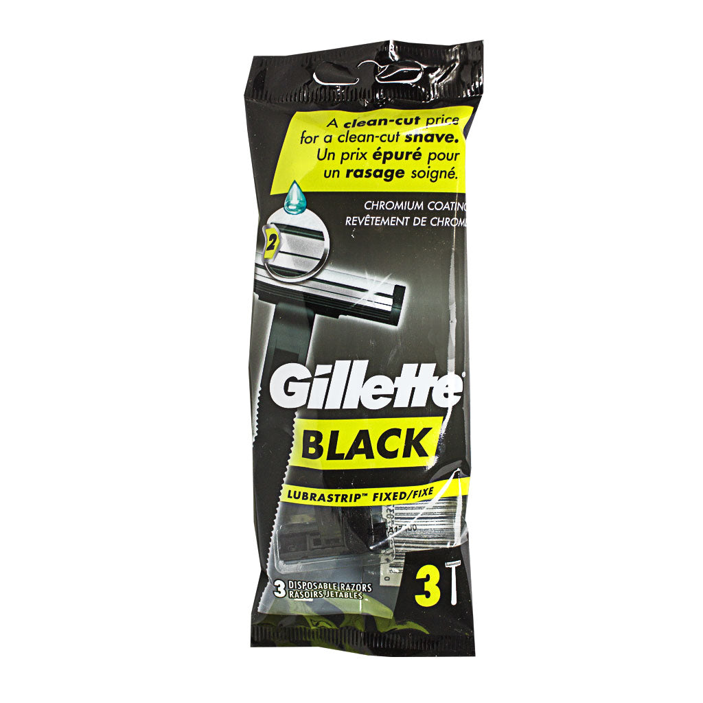 Wholesale Gillette Black Fixed Handle Men's Disposable Razor - Pack of ...