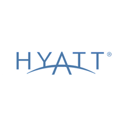 Hyatt logo in blue on a white background