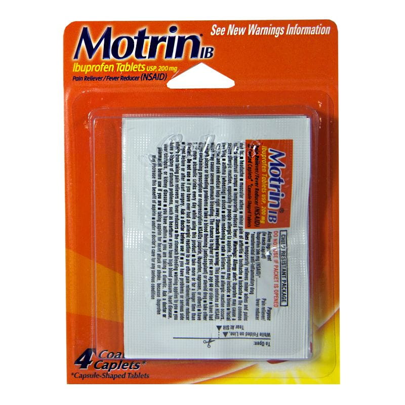 Motrin Packelt Label Travel Size Motrin Ibuprofen - Card of 4 - Weiner's LTD