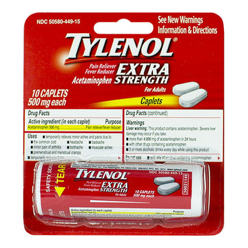 Tylenol Extra Strength Hanging Vial - Carded Vial of 10