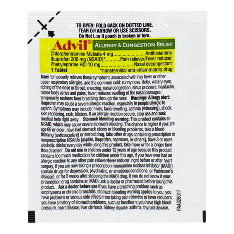 Wholesale Travel Size Advil Allergy Congestion Relief - Pack of 1 ...