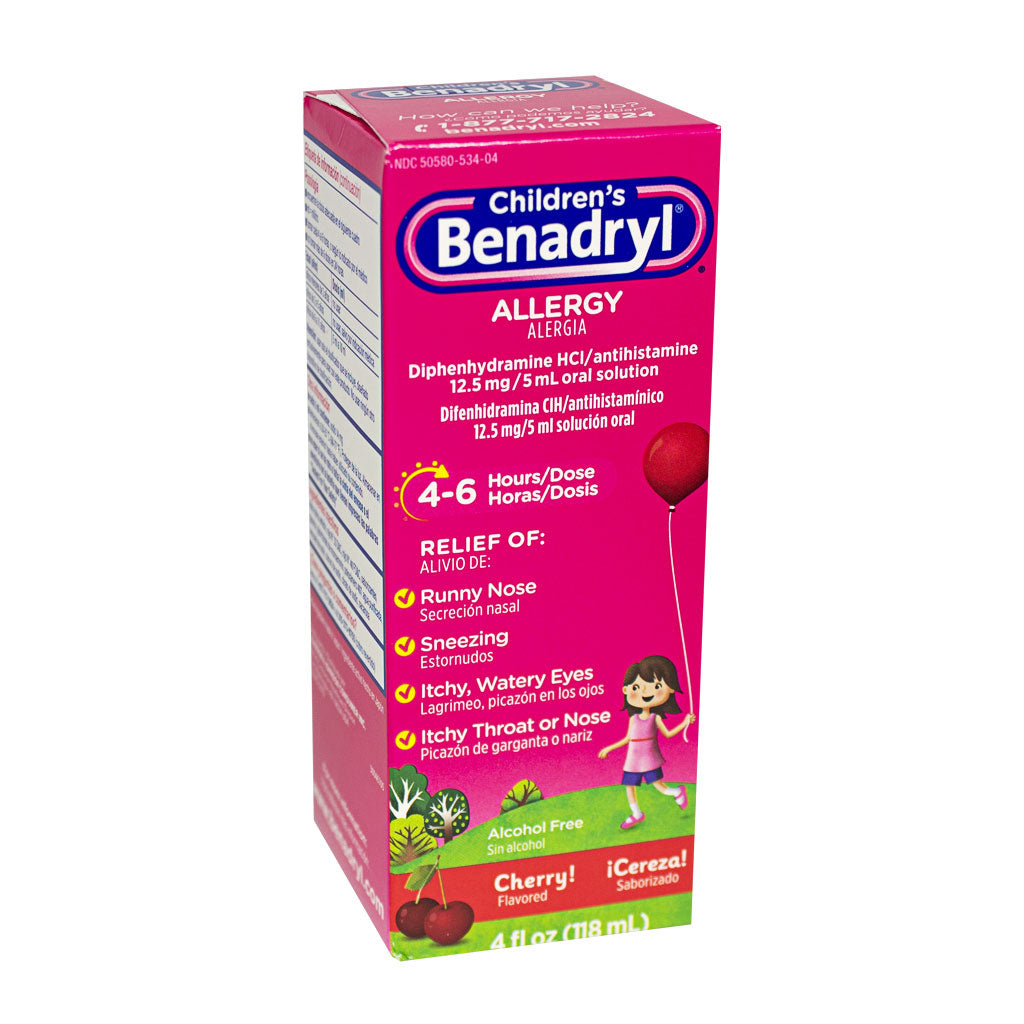 Travel Size Benadryl Allergy Children's Cherry - 4 oz. - Weiner's LTD