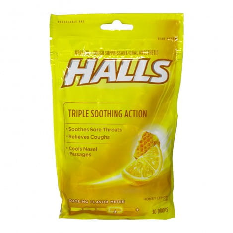 Wholesale Halls Cough Suppressant Honey Lemon - Bag of 30 Drops - Weiner's  LTD