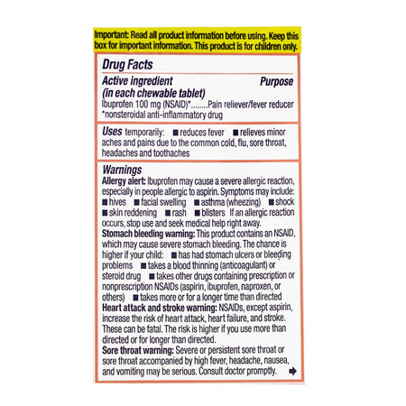 Motrin Packelt Label Wholesale Travel Size Motrin Children's Chewable Tablet - Box of 24 ...