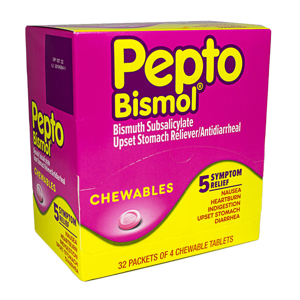 Wholesale Pepto Bismol Chewable Tablets – Pouch of 4 - 32 Pack / 32 ...