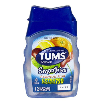 Tums EX Smoothies Assorted Fruit Antacid - Bottle of 12 Chewable Tabs