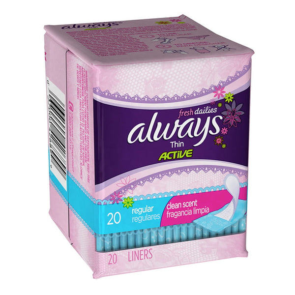 Always Thin Active Scented Liners - Pack of 20