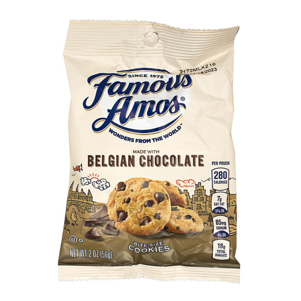 Famous Amos Cookies, Made with Belgian Chocolate, Bite Size, 10 Packs - 10 pack, 1 oz pouches