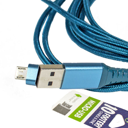 Hottips Braided Cable With Micro USB Connector - 10 ft.
