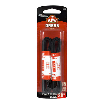 Kiwi Black Waxed Dress Round Shoe Laces - 2 pair - 30 in.