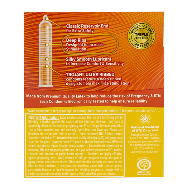 Extra Ribbed Trojam Wholesale Trojan Ultra Ribbed Condoms - Box of 3 - Weiner's LTD