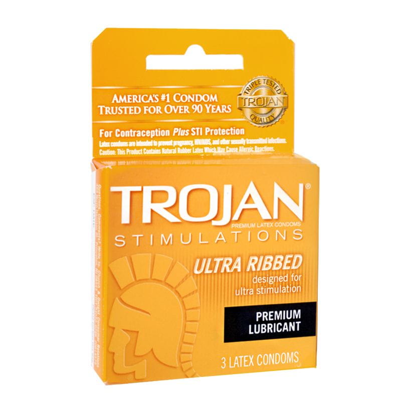 Extra Ribbed Trojam Wholesale Trojan Ultra Ribbed Condoms - Box of 3 - Weiner's LTD